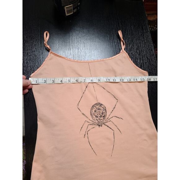 Reworked tank top with hand drawn gothic spider art - Picture 4 of 8